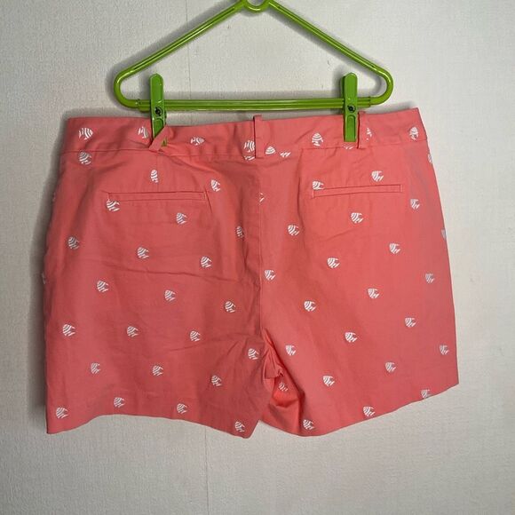 TALBOTS 4.75" Inseam Embroidered Angel Fish Chino Shorts Coral & White Size 14 - Picture 5 of 8